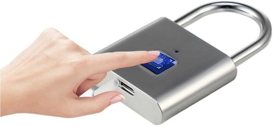 Smart Fingerprint Padlock Anti-Theft Security Lock for Bag Luggage Box - Digital Keyless Door Lock for Travel(Silver)
