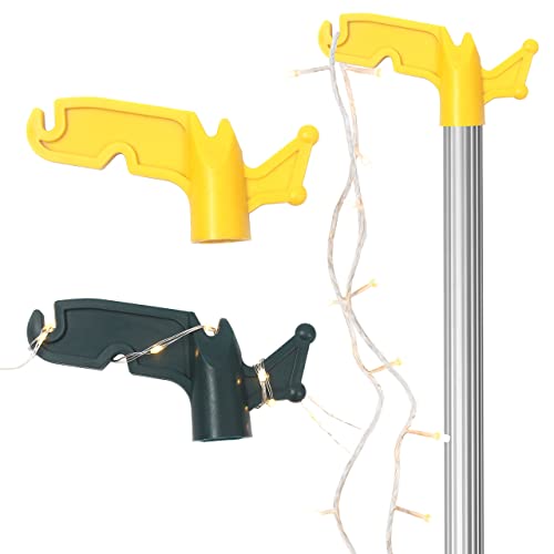 (2-Pack) Multi-Purpose Plastic Utility Hook Attachment For Poles- Screw-On Hook 3/4" Inner Diameter Fits Threaded Poles Extension Poles & Broom Handles, Bird Feeder Pole Hanger Tool #TOP5