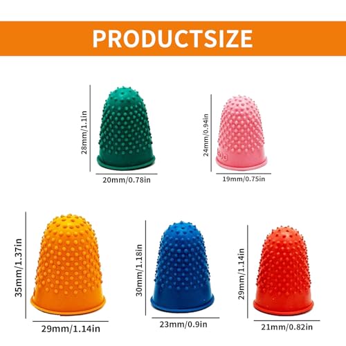 YIXINHE 5 Pieces Rubber Thimbles for Finger TipsProtection,5 Sizes and Colors Reusable FingerProtectors,Rubber Finger Thimbles for MoneyCounting Writing Sorting Task