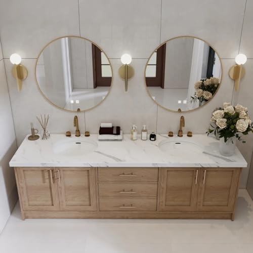 Genpai Double Sink Bathroom Vanity - Wood Freestanding Bathroom Vanities