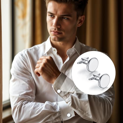 Tyqour Manschettenknöpfe Herren Manchettenknoepfe Weiß Cufflinks for Men Silber Hochzeit Klassische Manschettenknöpfe Hochzeit Tanzparty Business