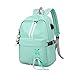 FANDARE Luminoso Zaini Casual Zainetto Ragazze Cartelle Donna Zaino Scuola con USB Adolescente Zaino da viaggio Zainetti per bambini Borse a Zaino Daypack Impermeabile Poliestere Verde