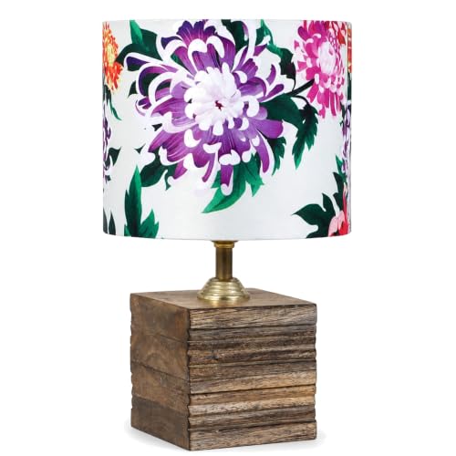 Image of tu casa Wooden Table Lamp | Carnation Shade | Bedroom Decor ! Living Room