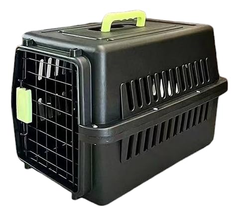 Caixa de Transporte Média para Animais de Estimação, Cães e Gatos, Viagem, Preta (Preto, Médio)