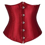 Women's Corset Bustier Top Black Satin Underbust Waist Trainer Medium Wine Red