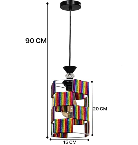 Image of Groeien Crystal Silk Craft Weave Metal Hanging Pendant Ceiling Lamp Fixture | Chandelier for Home, Indoor, Outdoor,Living Room, Bedroom(Bulb Included)(Silk-CraftHex, 1)