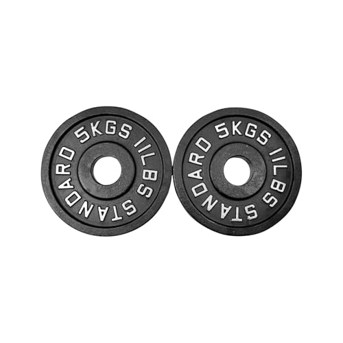 FITTTECH Standard Olympic Weight Plates, with Handles & 51MM Diameter, Cast Iron Coated Professional Weight Plate Pair for Dumbbells & Exercise, Spare Gym Weight Plates for Strength Training, Dumbbell Plates.(5KG SET OF 2) (5KG SET OF 2)