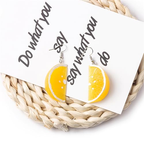 MALOYANVE 3D Lemon Earrings for Women Resin Funny Lifelike Handmade Lightweight Tangerine Petal Lemon Slice Fruit Dangle Earrings Fashion Party Birthday Gifts Jewelry4