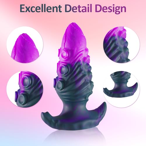 Image of ferch Anal Plug Butt Plug with Safe T-Shaped Base Mixed-Color Silicone Prostate Massager Dilator Sex Toy for Women Men Masturbation (5.2in)