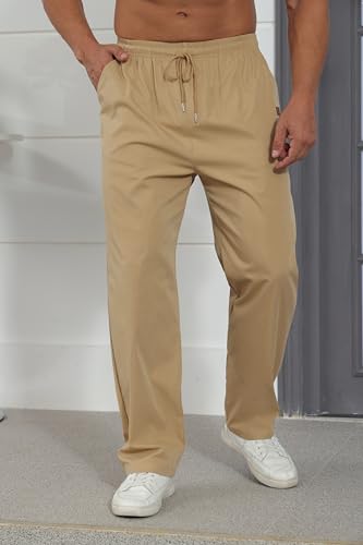 Mens Casual Jogger Pants Relaxed Fit Cargo Pants Drawstring Sweatpants Hiking Outdoor Twill Sport Pants4