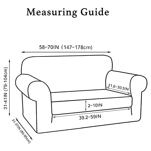 Image of Turquoize Stretch Sofa Slipcover 2 Pieces Sofa Cover Couch Cover for 2 Cushion Couch Washable Furniture Protector Covers with Elastic Bottom Feature Thick Jacquard Fabric (Loveseat, Island Fossi)