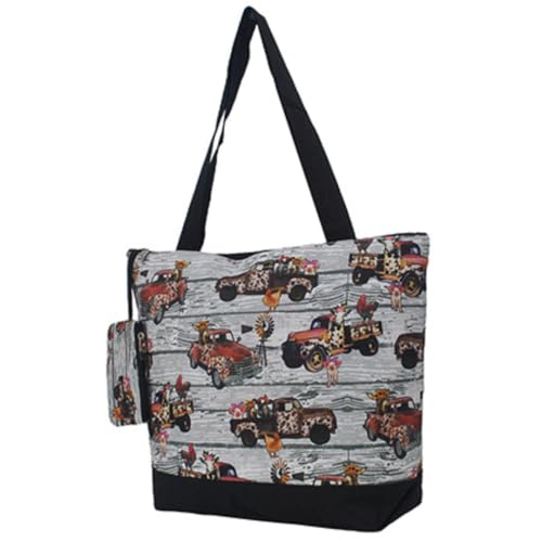 Image of NGIL Medium Top Zipper Closure Canvas Tote Bag with Attached Matching Coin Purse For Moms and Nurses