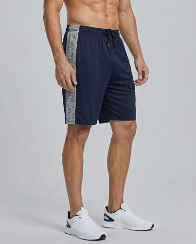 Image of Real Essentials Men's 5 Pack: 9 inch Dry-Fit Shorts - Athletic Gym, Workout, Basketball, Running, Casual Lounge Active Pockets