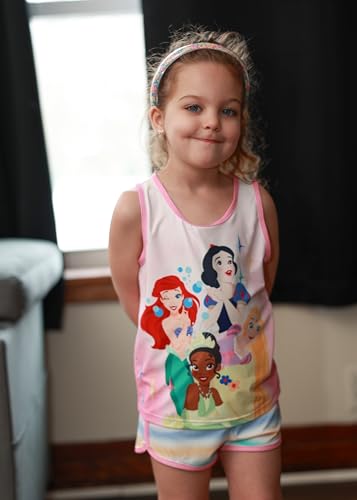 Image of Disney Stitch丨 Frozen丨 Minnie Mouse丨Princess丨Winnie Tank Top+Dolphin Shorts Girls Outfits Workout Athletic Set Summer