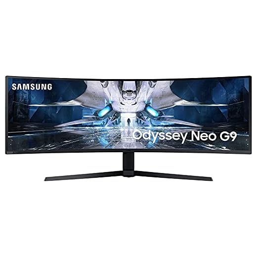 SAMSUNG 49" Odyssey Neo G9 G95NA Gaming Monitor, 4K UHD Mini LED Display, Curved Screen, 240Hz, 1ms, G-Sync and FreeSync Premium Pro, LS49AG952NNXZA, White & Black
