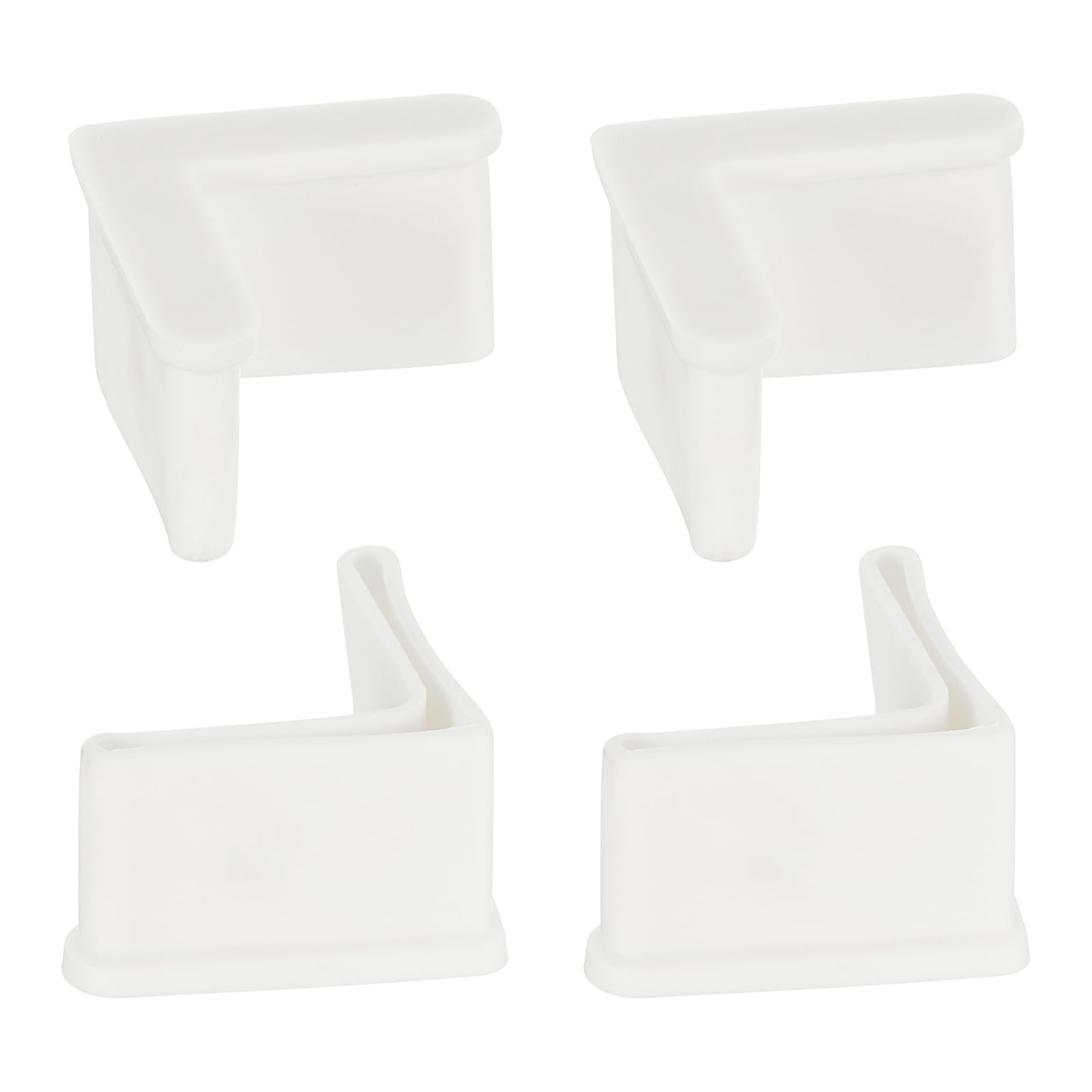 sourcing map 4 Pcs 1.57" x 1.57" Rubber Foot Pads Covers, L Shaped Furniture Angle Pads Leg Caps End Covers Floor Protector Anti-Slip Angle Iron for Shelving, White