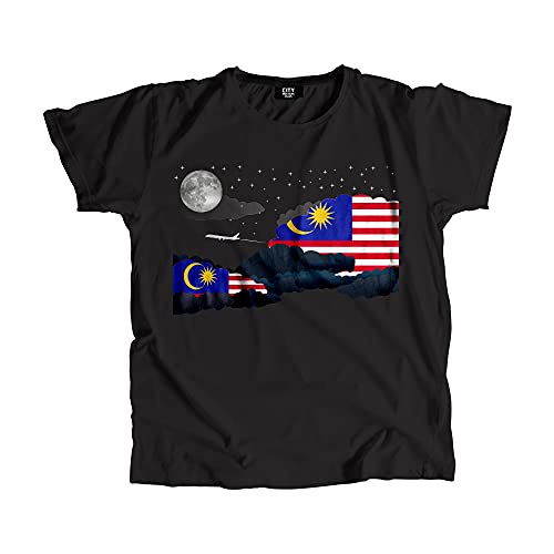 T-shirt Malaysia Night Clouds pour homme et femme en coton noir