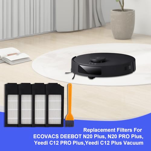 Image of Filter Replacement for Yeedi C12 Pro Plus: Robot Vacuum Filter Fit For Yeedi C12 Pro Plus, Washable and Reusable Replacement Accessories kit Fit For Yeedi C12 Plus(4 Pack)