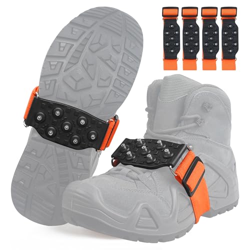 Ice Cleats Mid-Sole Snow Traction Cleats for Walking on Snow and Ice Anti Slip Rotatable Crampons...