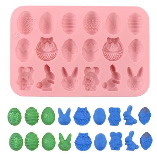 Easter Silicone Mould, Easter Egg Mould, Colorful Resin Chocolate Moulds, Rabbit Shape Flexible Moulds DIY Soap Candy Jelly Cake Baking Molds, Party DIY Chocolate Cake Decorations Party Baking Tools