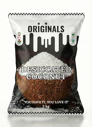 Image of ORIGINALS Premium Desiccated Coconut (नारियल बुरादा) 5 kg Freshly Grated & Sun-Dried Aromatic Perfect for Baking Desserts Cookies & Cooking