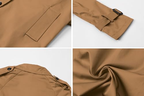 Image of Betusline Boys Waterproof Trench Coat Double Breasted Classic Belted Outwear Jacket Dress Coats