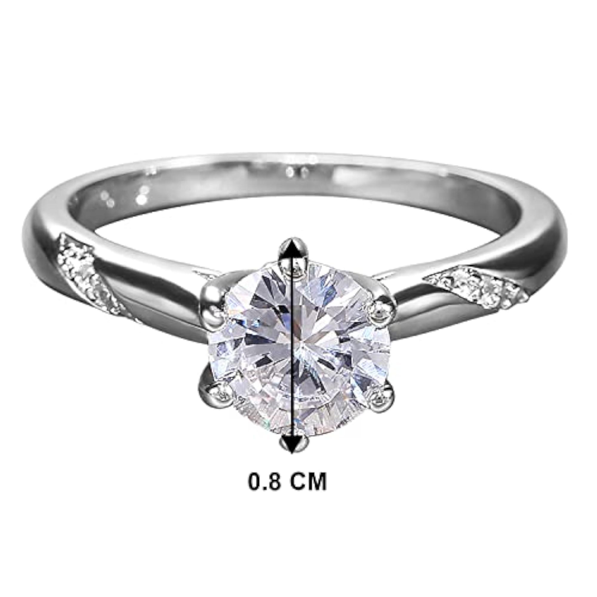 American Diamond Studded Silver Plated Finger Ring for Women