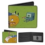 Buckle-Down Cartoon Network - Cartera plegable con billetera estándar y ranuras para tarjetas, Adventure Time Jake Finn y BMO Hot Dog Picnic Scene, cuero vegano, verde, 4 x 3.5 pulgadas, casual