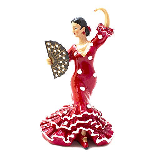 Ole Mosaic Figura Flamenca Bailaora Traje Rojo 8 Cm.