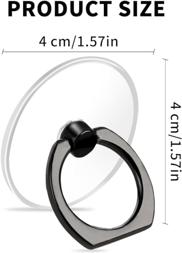 Image of KolorFish Transparent Phone Ring Stand Holder Mobile Phone Ring Holder Finger Grip 360 Degree Rotation (Transparent Black Round)