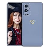 POUHYE Cover per OnePlus 9 Pro 5G Custodia Originale, Gomma Gel di Silicone Liquida Cover con Protezione Fotocamera, Morbida Sottile e Antiurto AntiGraffio Case con Motivo a Amore Cuore Azzurro