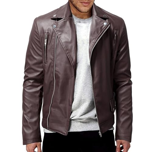 Chaqueta de cuero sintético para hombre estilo biker miniatura 2