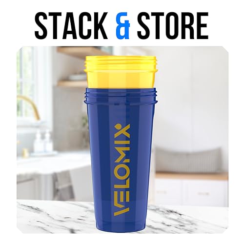 Image of VELOMIX -2 Pack- 28 oz Protein Shaker Bottles for Protein Mixes - 2x Wire Whisk | Leak Proof Shaker Cups for Protein Shakes and Pre Workout | Protein Shaker Bottle Pack (B9) Stand Strong Pack