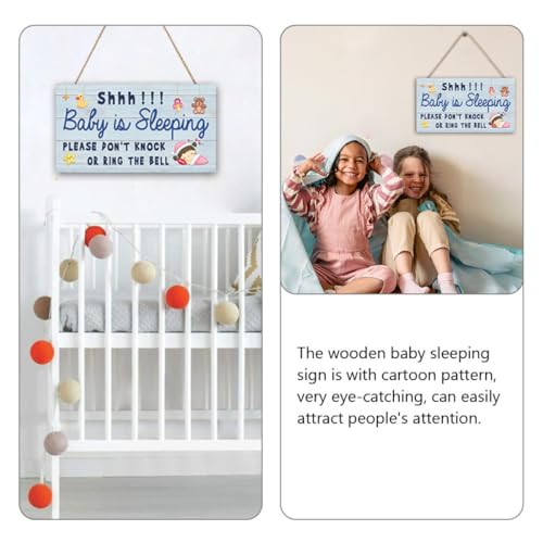 Letrero de madera para niños con cuerda de lino para puerta de dormitorio 8