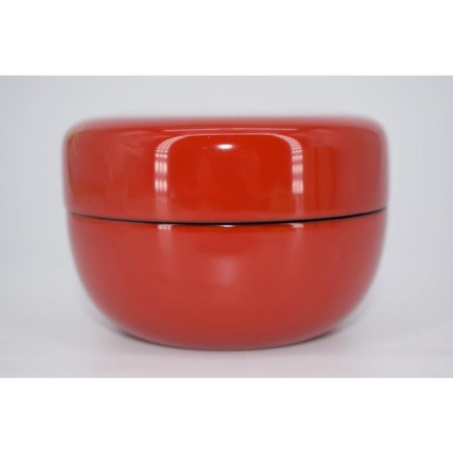 茶道具 朱塗 松喰鶴蒔絵 平棗 峰清 作 桐箱入り 茶道 t 46321415