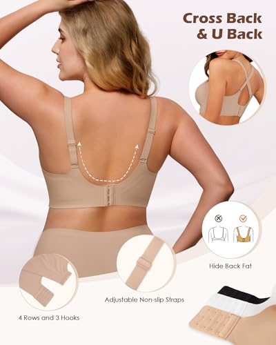 Image of As Fairy Womens Soft Comfortable No Underwire Bras V Neck Seamless Push Up Bralettes Full Coverage Tshirt Brassiere