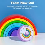 Visual Timer for Kids, 60-Minute Countdown for Classroom Office Kitchen, Desk Timer Kids Time Management Tools with Silent Operation, Pomodoro Timer Rainbow Pattern Purple - Image 2