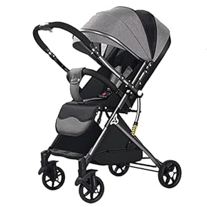 SGSDG 2 in 1 umwandelbarer Kinderwagen, High View Kinderwagen, Getränkehalter, großer Stauraum, Moskitonetz, Wattepad, Handschlaufe, Vier Radstoßdämpfer (Rosa),Grau