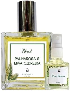 Perfume Palmarosa & Erva Cidreira 100ml Feminino - Blend de Óleo Essencial Natural + Perfume de presente