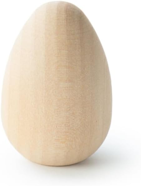 5 Pcs, 4-1/4" Wood Goose Eggs 4-1/4" Tall X 2-3/4" Wide Egg Has Flat Bottom for Standing