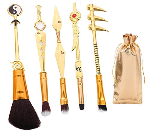 Slayer Makeup Brush Set - 5pcs Cosmetic Makeup Brush Cosplay Gift Makeup Brush Set For Women (Light-gold BRUSHES)