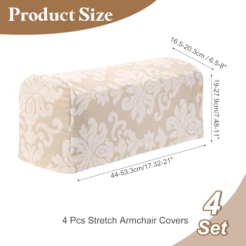 Fundas elásticas jacquard vintage protectoras de brazos de sofá color albaricoque pack de 4 3