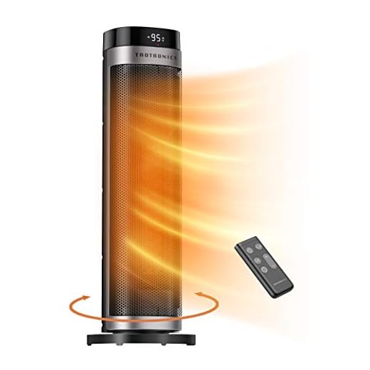 TaoTronics PTC Space Heater, 1500W Fast Heating Ceramic , 24” High Tower Heater, Oscillating Portable & Quiet with Remote ECO Mode 12H Timer Tip-Over Switch Overheating Protection LED Display, Large