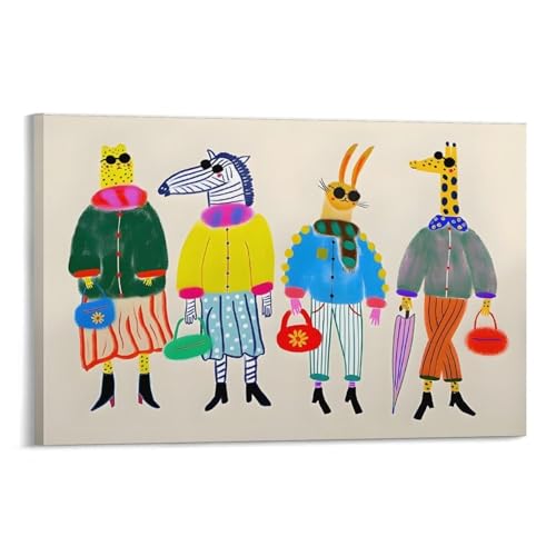 Anthropomorphic Animals with Sunglasses, Playful Art Print for Fun Kids