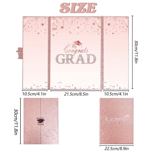 Image of Crenics Rose Gold Graduation Decorations Class of 2026, Creative Graduation Guest Sign in Book Alternative, Congrats Grad Signature Book 18 inch x 12 inch, Awesome Graduation Gift or Keepsake