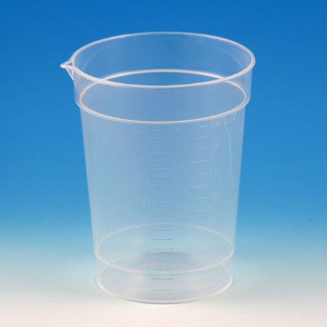 Globe Scientific 5926 Polypropylene Graduated Specimen Container Collection Cup with Pour Spout, Attached Thermometer Strip, 6.5 oz Capacity (Case of 500)