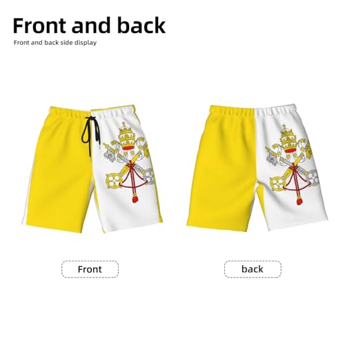 Vatican Flag Youth Beach Pants, Soft and Breathable, with Drawstring Waist, Suitable for Sports and Leisure.2