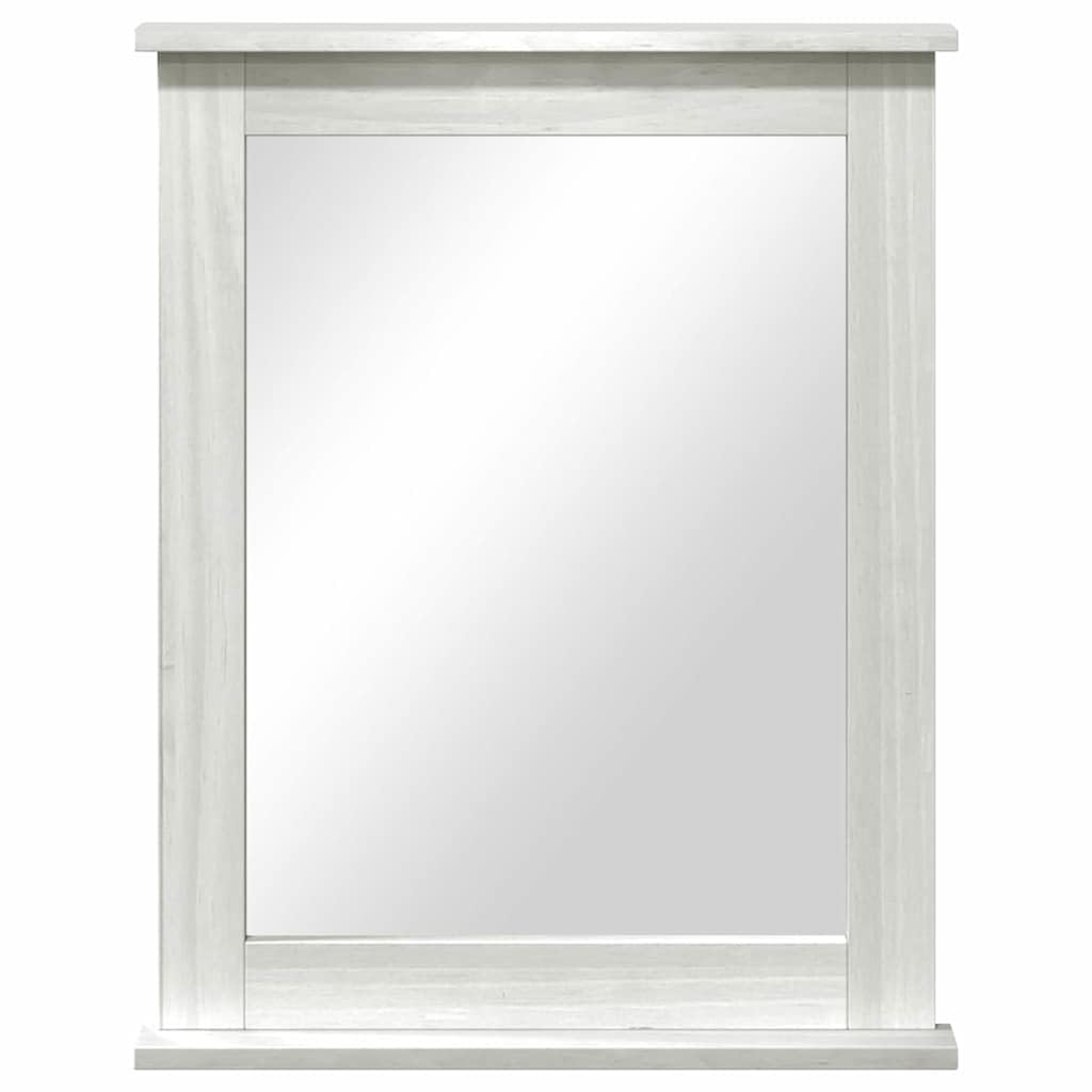 VIGO - Specchio da parete rettangolare in legno massiccio di pino massiccio, bianco, anticato, 55,5 x 5 x 70 cm, con maniglie in metallo, per corridoio, camera da letto, soggiorno, decorazione