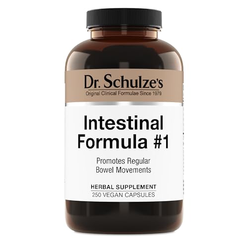 Dr. Schulze's Intestinal Formula #1 - Bowel Movement Supplement for Colon Health Support - Bloating & Constipation Aid - Intestinal Cleanse - All-Natural - Plant-Based - Vegan - 250 Count