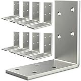 KOMOHOM (8PCS) L Brackets Heavy Duty,90 Degree Angle Bracket,Galvanized Corner Brace, Angle Iron,for Wood 90 Degree L Shape Bracket,3'x3'Metal Angle Shelf for Wood Beams Framing Fence
